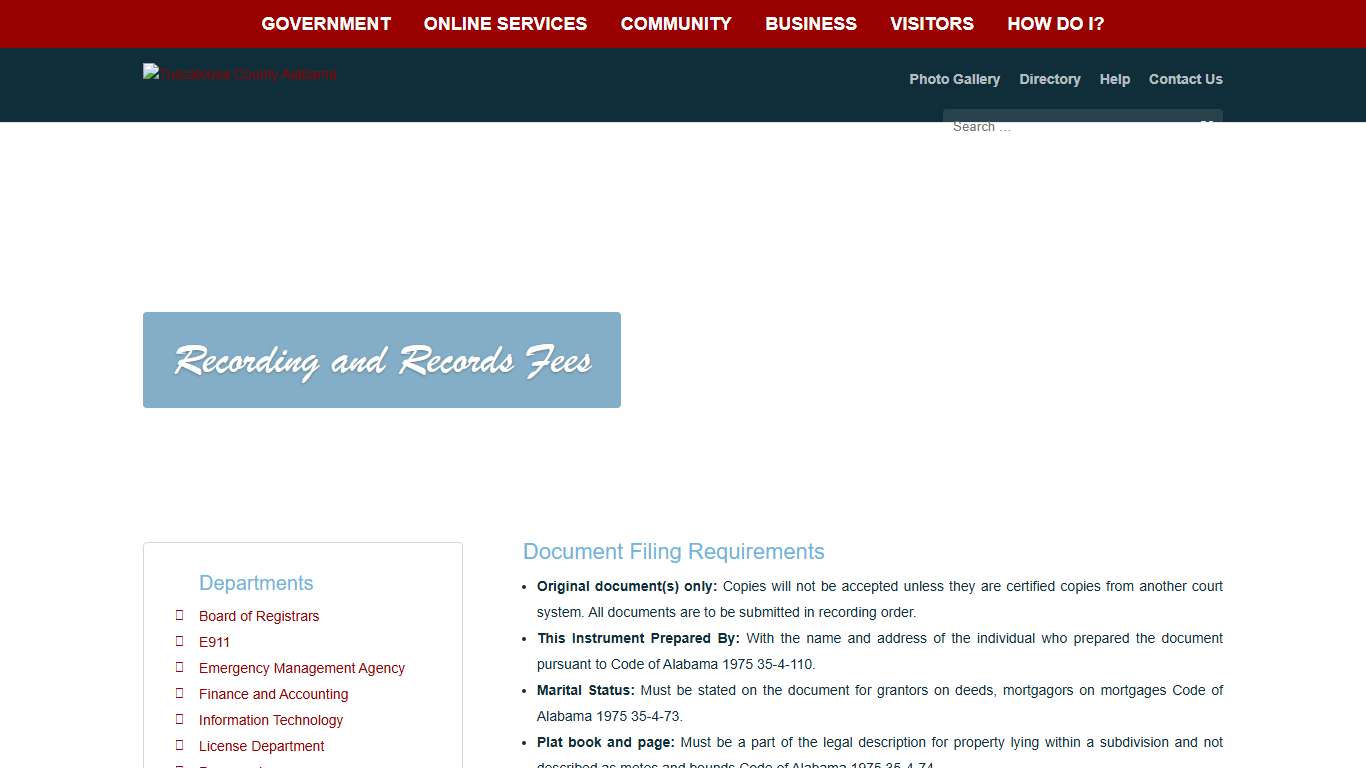 Recording and Records Fees - Tuscaloosa County Alabama